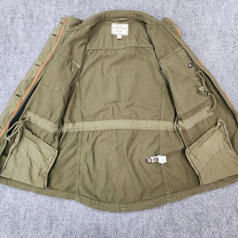 Lucky Brand Vest Womens XS Green Full Zip Button Military Style Cargo Pockets - Picture 11 of 16